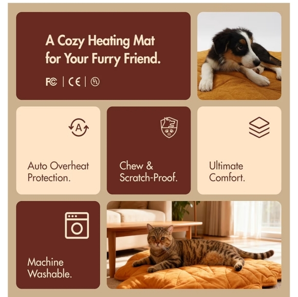 Vagascape Large Pet Heating Pad Waterproof Electric Heated Pet Bed - Picture 8 of 16